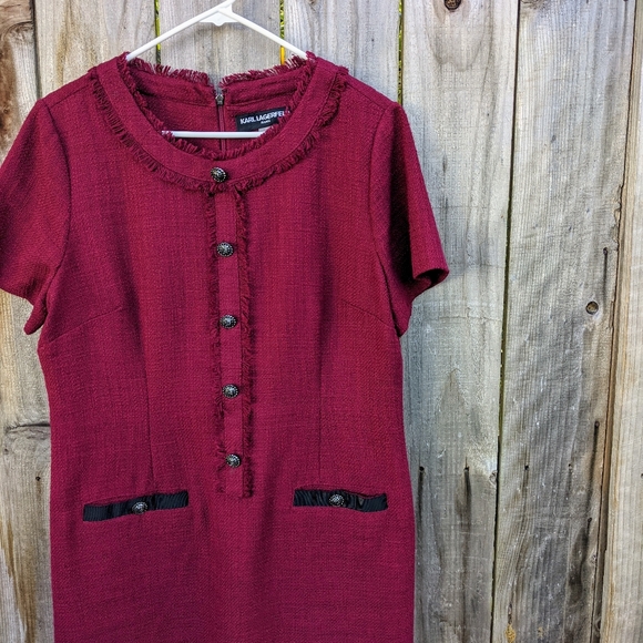 Karl Lagerfeld Burgundy Short Sleeve Dress - Picture 8 of 8